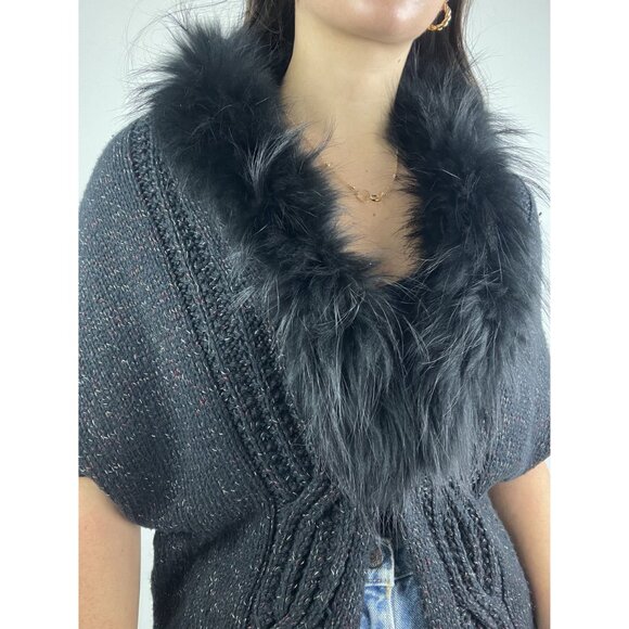 Olsen Europe Fur Trim Cardigan Sweater - Picture 14 of 16